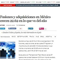 Fusiones y adquisiciones en Mxico crecen 22.62 en lo que va del ao